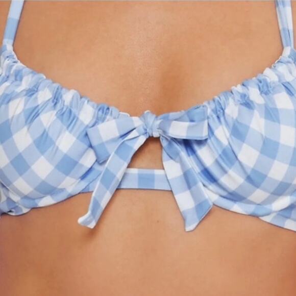 Isabella Rose Chambray Chateau Checkered Halter Swim Top Sz S NWT - Picture 9 of 11